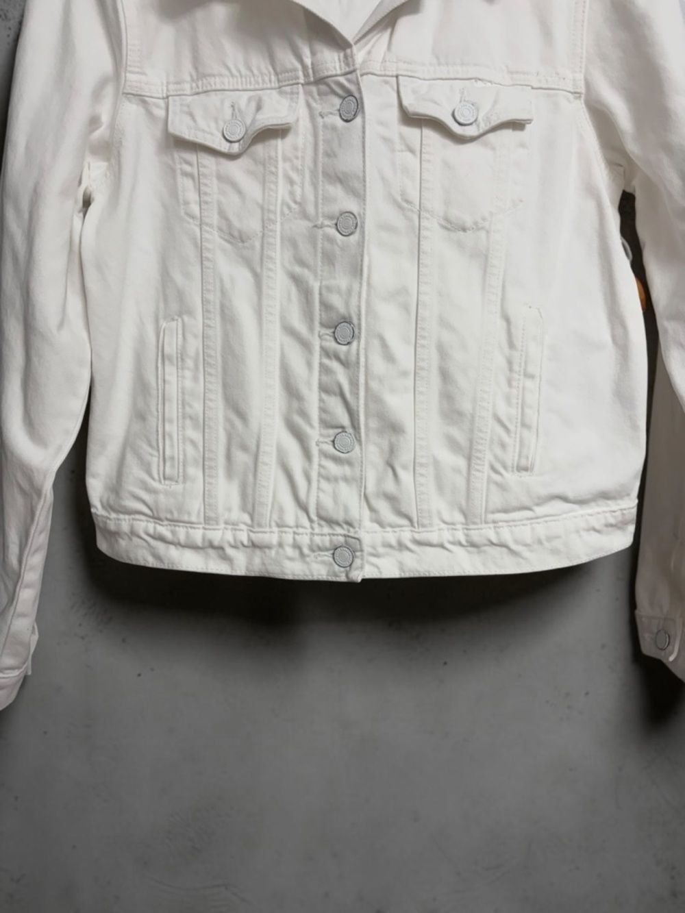 Kancan Delora Denim Jacket Women's Size L White Cotton Button Front Preppy Boho - Picture 8 of 16